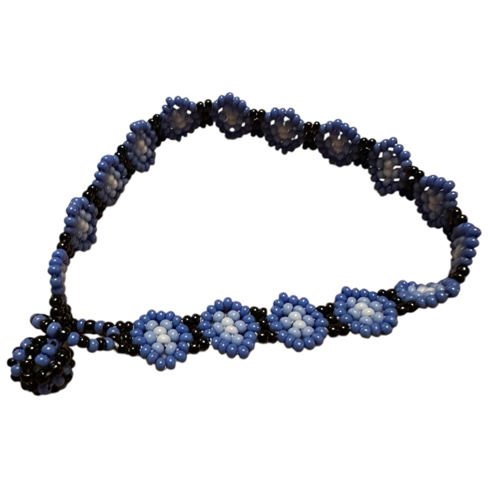 Blue and Black Beaded Necklace